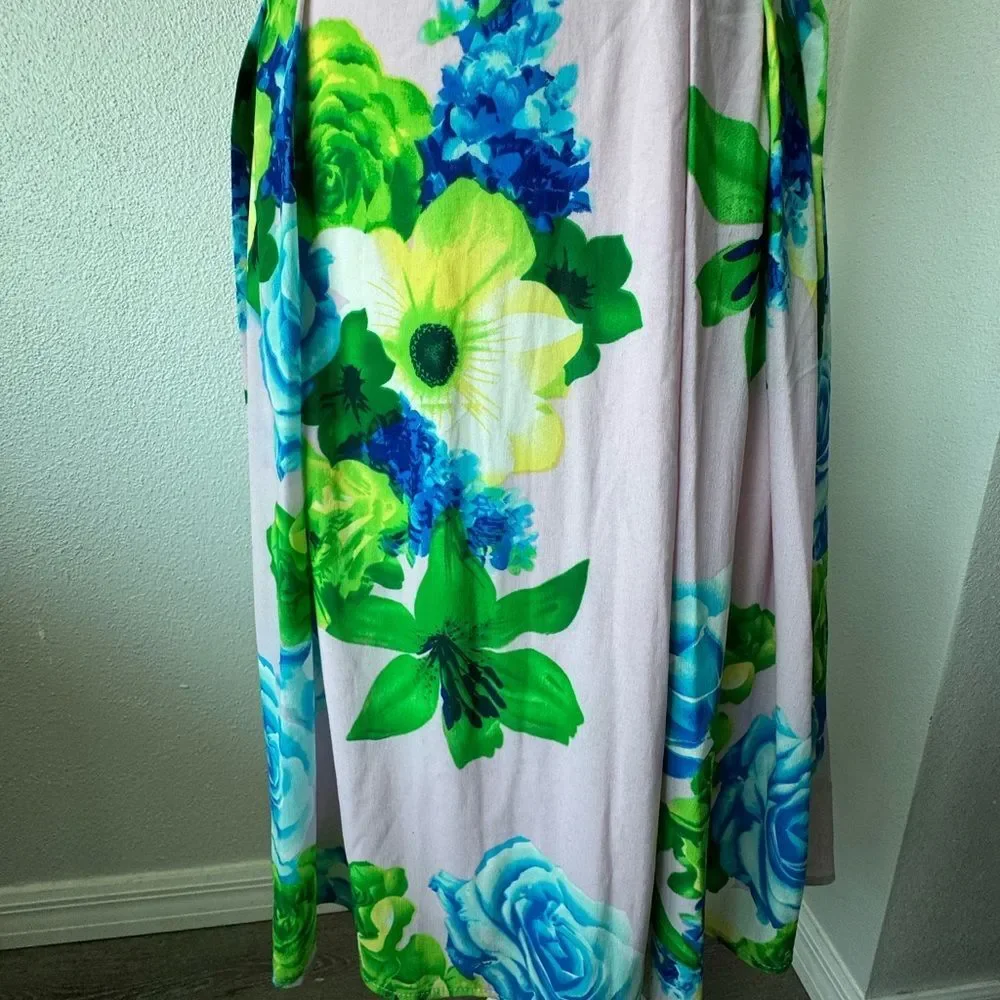 Antropologie Eva Franco Floral Pink Dress Halter Top Keyhole Rare Romantic SZ S